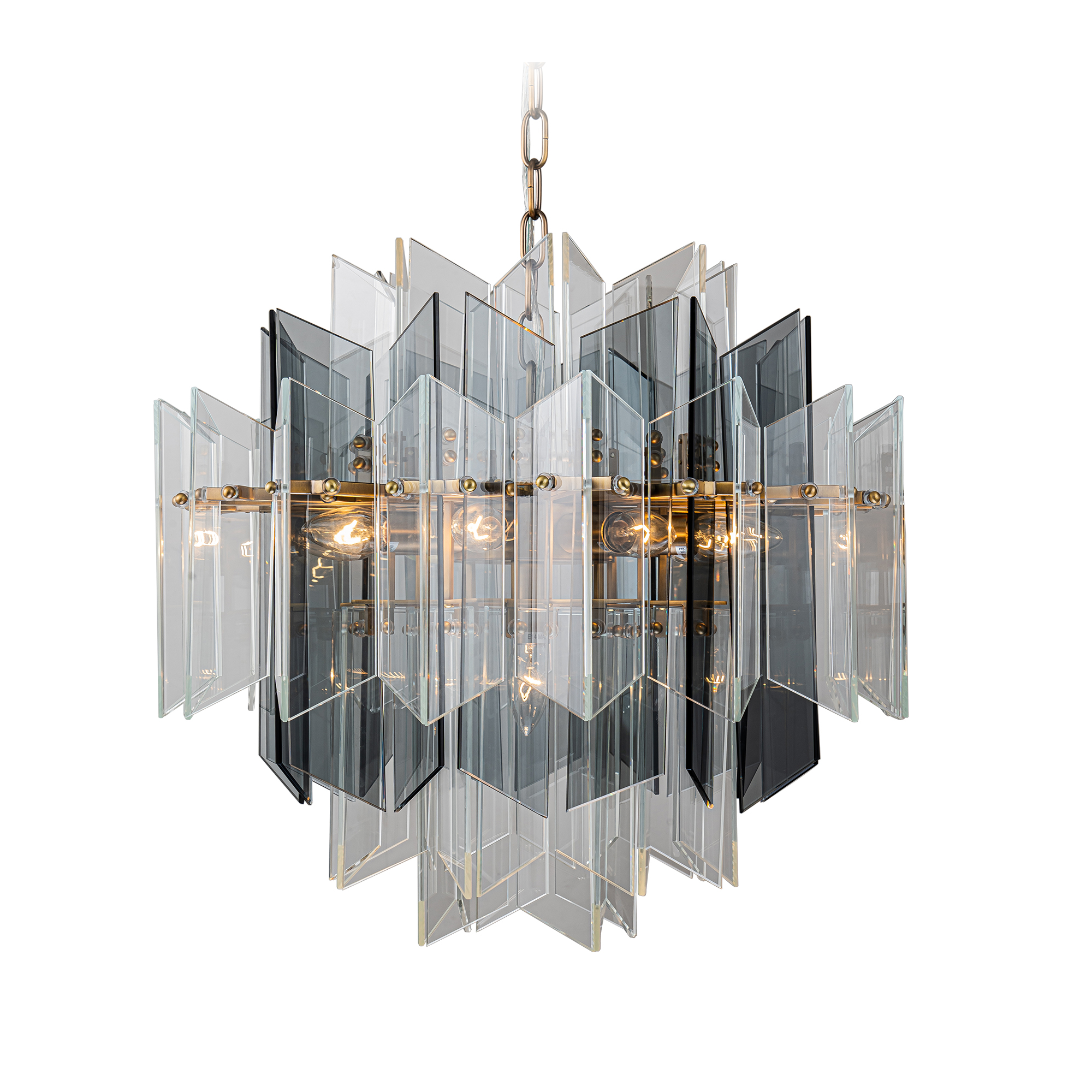 【Modern Industrial Masterpiece】Magic City Cross Smoky Glass Chandelier - BRCH9189 | Black Gray Minimalist Ceiling Fixture, Architectural Lighting with Bold Contrast - BRILLIANT MAKER