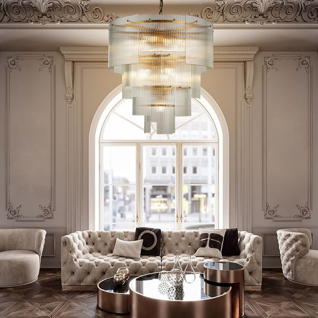 Babel Dream Vertical Texture Glass Chandelier | Modern Simplicity | BRILLIANT-MAKER - BRILLIANT MAKER