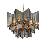 Magic city cross smoky glass panels chandelier【Modern Industrial Masterpiece】Magic City Cross Smoky Glass Chandelier - BRCH9188Gray | Black Gray Minimalist Ceiling Fixture, Architectural Lighting with Bold Contrast - BRILLIANT MAKER