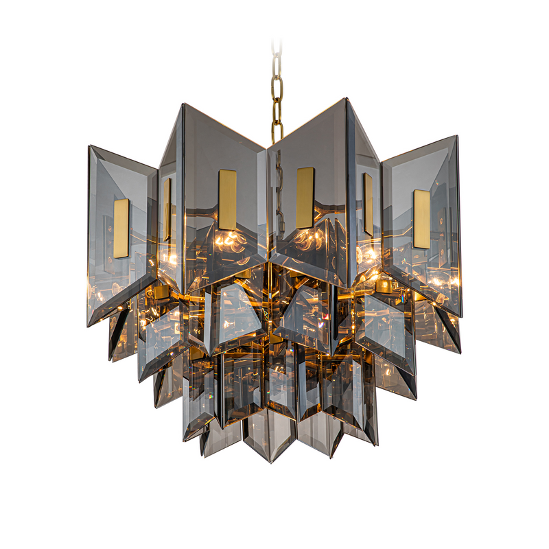 Magic city cross smoky glass panels chandelier【Modern Industrial Masterpiece】Magic City Cross Smoky Glass Chandelier - BRCH9188Gray | Black Gray Minimalist Ceiling Fixture, Architectural Lighting with Bold Contrast - BRILLIANT MAKER