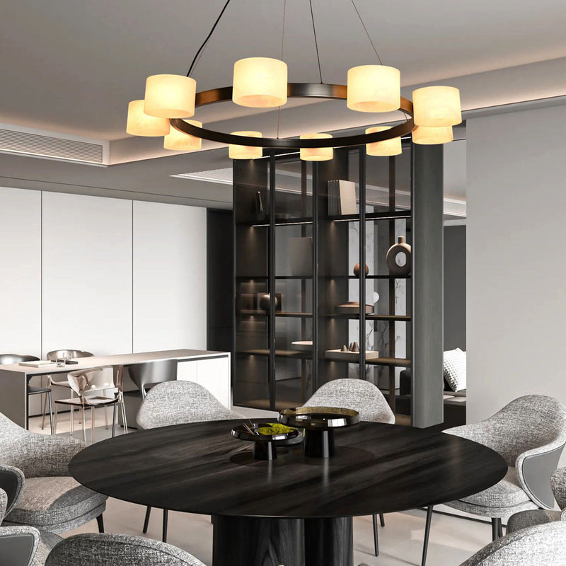 Alstar 10-holders Cloudy Alabaster Cylinders Chandelier - Modern Simplicity - BRILLIANT MAKER