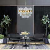 【Modern Industrial Masterpiece】Magic City Cross Glass Panels Chandelier - BRCH9188Clear | Black Gray Minimalist Ceiling Fixture, Architectural Lighting with Bold Contrast - BRILLIANT MAKER