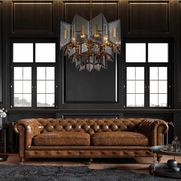 Magic city cross smoky glass panels chandelier【Modern Industrial Masterpiece】Magic City Cross Smoky Glass Chandelier - BRCH9188Gray | Black Gray Minimalist Ceiling Fixture, Architectural Lighting with Bold Contrast - BRILLIANT MAKER