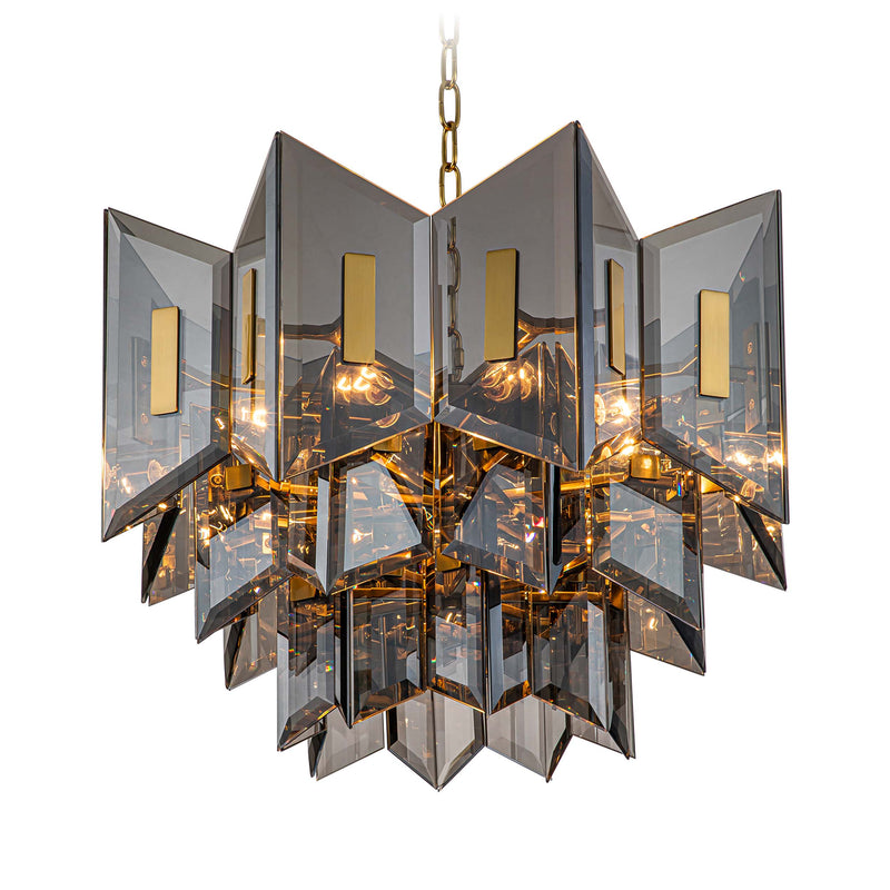 Magic city cross smoky glass panels chandelier【Modern Industrial Masterpiece】Magic City Cross Smoky Glass Chandelier - BRCH9188Gray | Black Gray Minimalist Ceiling Fixture, Architectural Lighting with Bold Contrast - BRILLIANT MAKER