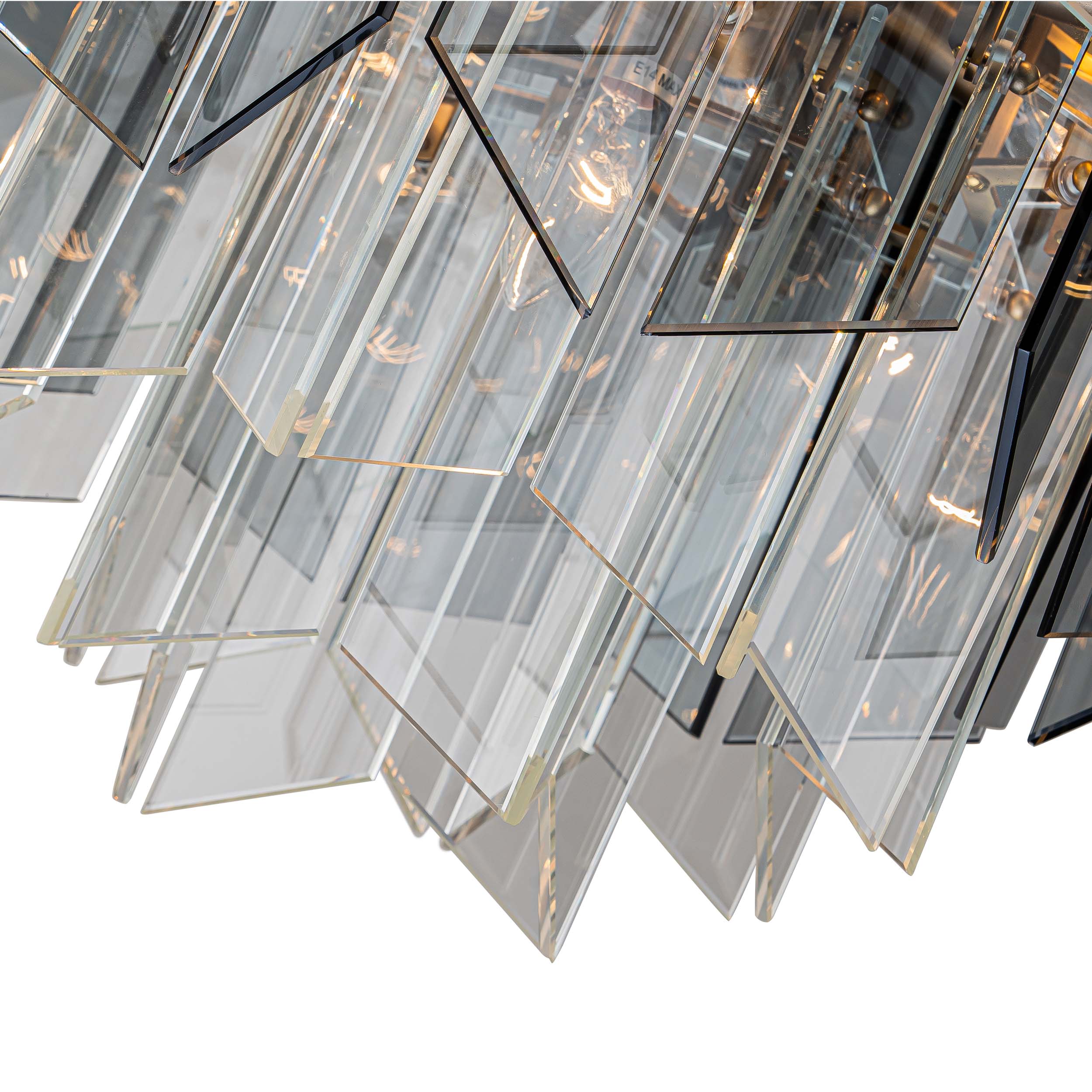 【Modern Industrial Masterpiece】Magic City Cross Smoky Glass Chandelier - BRCH9189 | Black Gray Minimalist Ceiling Fixture, Architectural Lighting with Bold Contrast - BRILLIANT MAKER