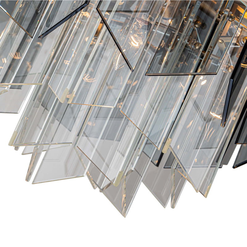 【Modern Industrial Masterpiece】Magic City Cross Smoky Glass Chandelier - BRCH9189 | Black Gray Minimalist Ceiling Fixture, Architectural Lighting with Bold Contrast - BRILLIANT MAKER