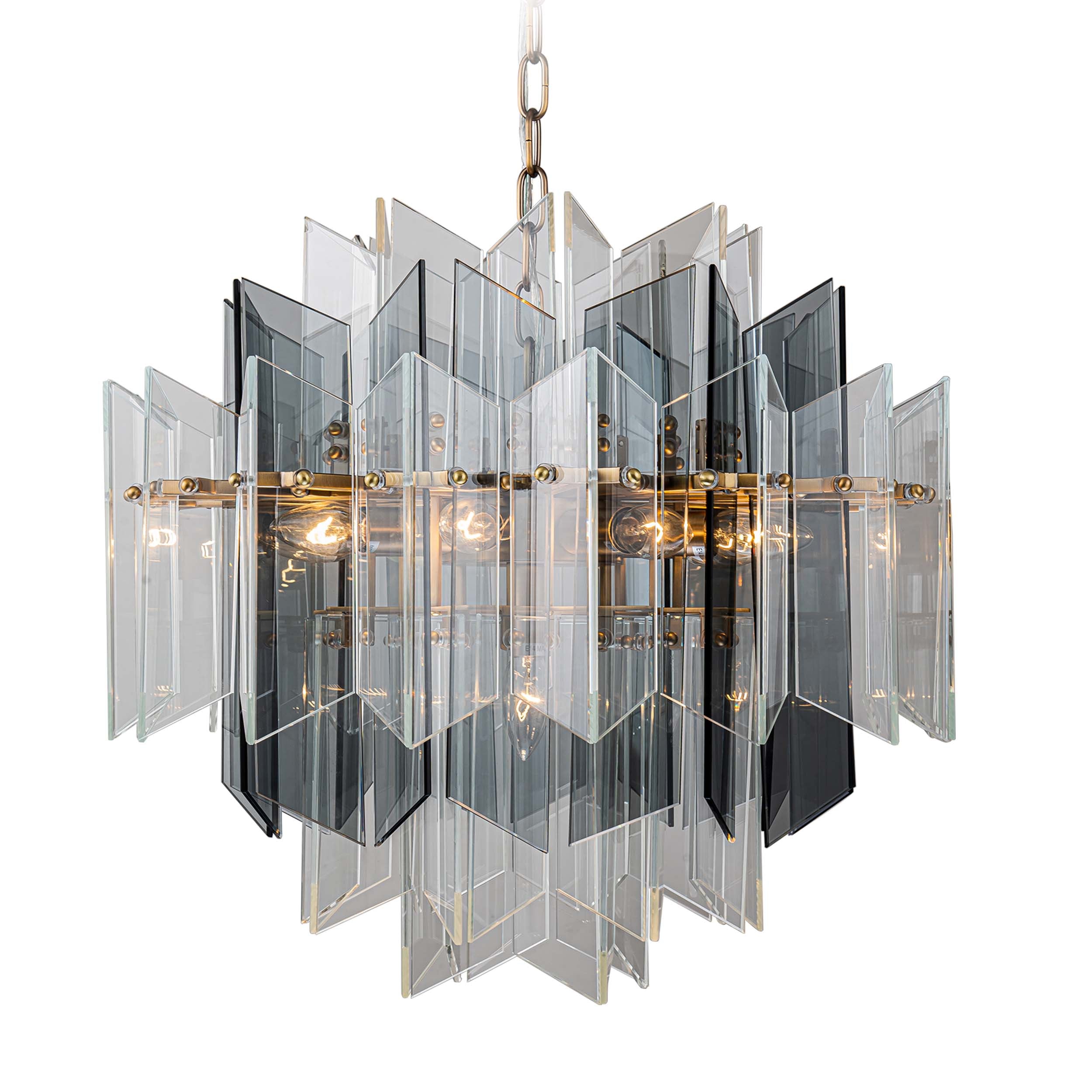 【Modern Industrial Masterpiece】Magic City Cross Smoky Glass Chandelier - BRCH9189 | Black Gray Minimalist Ceiling Fixture, Architectural Lighting with Bold Contrast - BRILLIANT MAKER