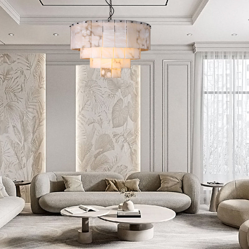 Twilight Fog Classic Rings Layer Alabaster Panels Chandelier (BRCH9196-80) - BRILLIANT MAKER