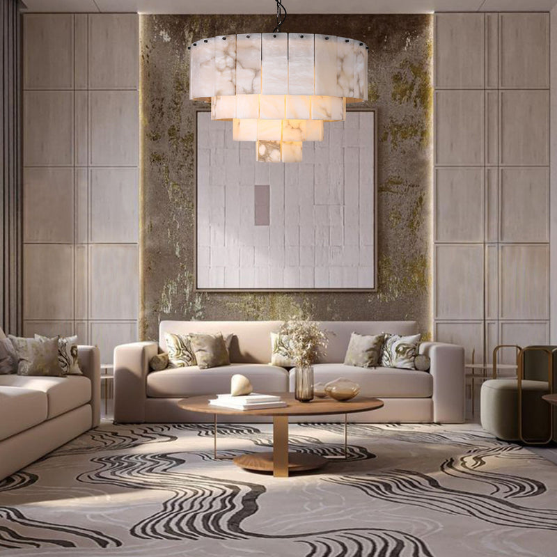 Twilight Fog Classic Rings Layer Alabaster Panels Chandelier (BRCH9196-80) - BRILLIANT MAKER