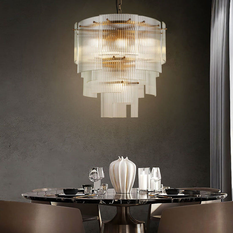 BRCH9198-60 Babel Dream Vertical Texture Glass Chandelier | Modern Simplicity | BRILLIANT-MAKER - BRILLIANT MAKER