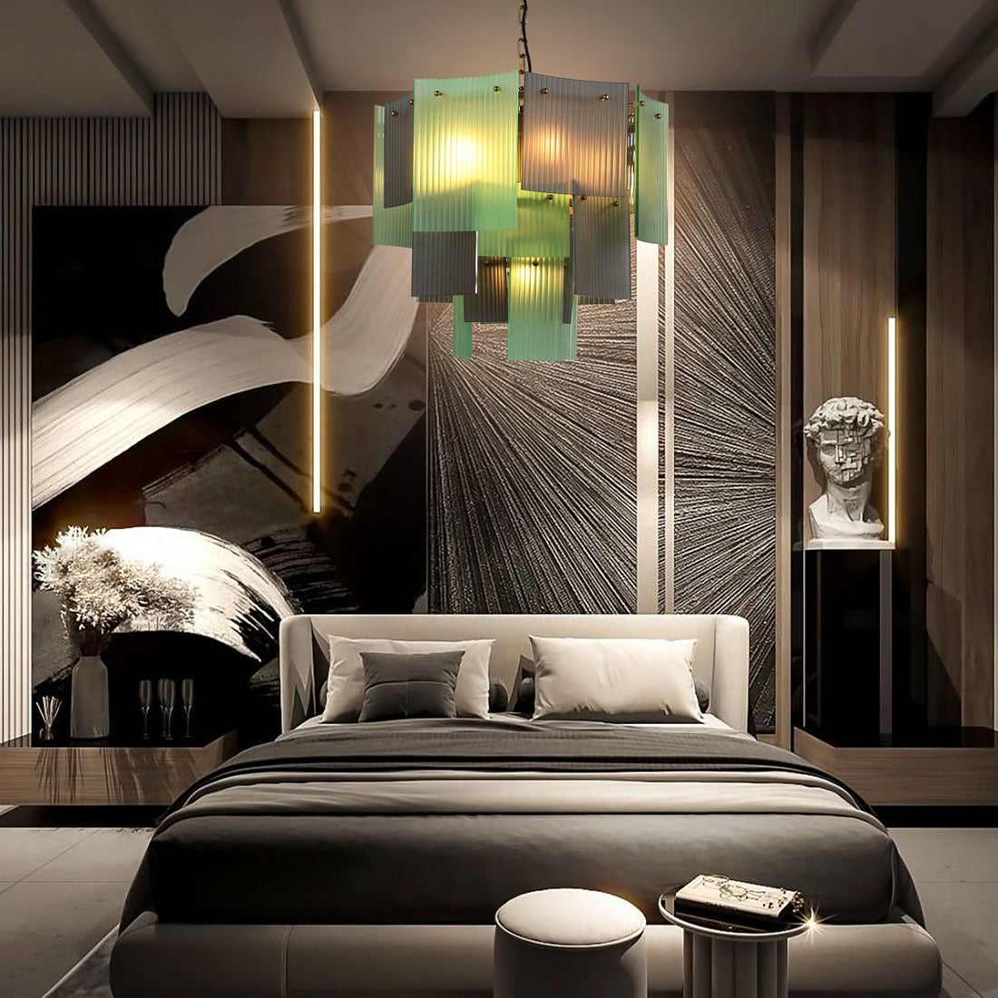 BRCH9198GN-60 Babel Dream Vertical Texture Glass Chandelier | Modern Simplicity | BRILLIANT-MAKER - BRILLIANT MAKER