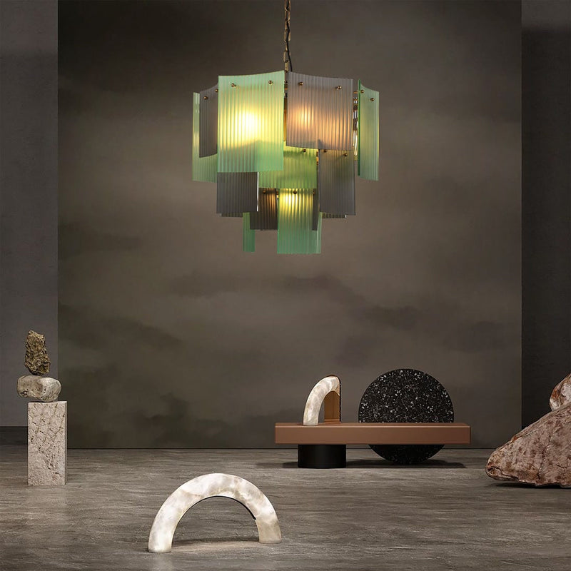 BRCH9198GN-60 Babel Dream Vertical Texture Glass Chandelier | Modern Simplicity | BRILLIANT-MAKER - BRILLIANT MAKER