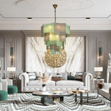 BRCH9198GN-80 Babel Dream Vertical Texture Glass Chandelier | Modern Simplicity | BRILLIANT-MAKER - BRILLIANT MAKER