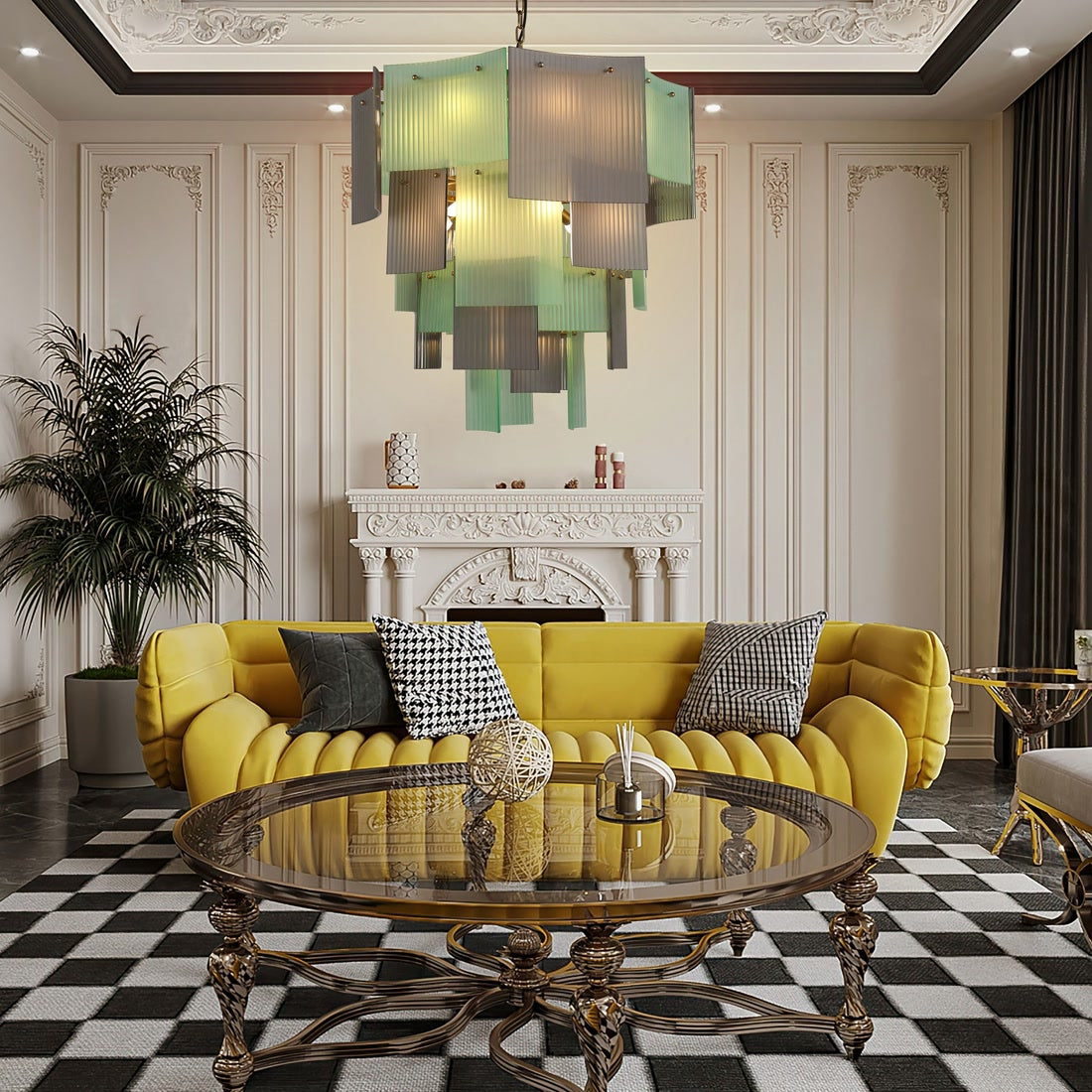 BRCH9198GN-80 Babel Dream Vertical Texture Glass Chandelier | Modern Simplicity | BRILLIANT-MAKER - BRILLIANT MAKER