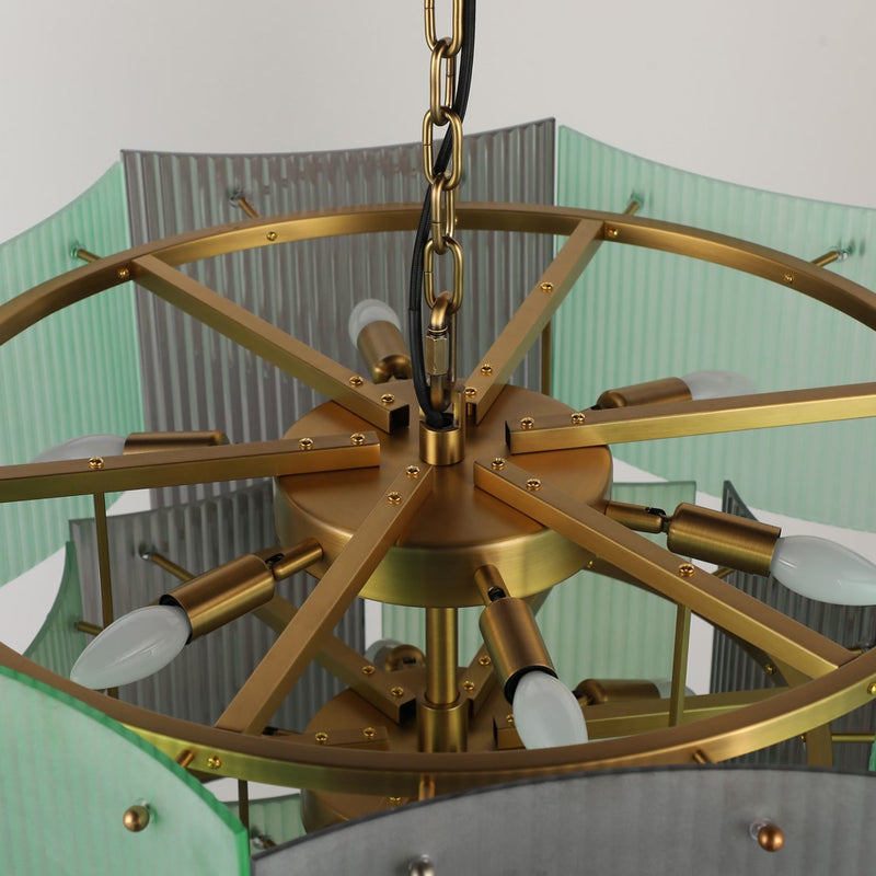 BRCH9198GN-80 Babel Dream Vertical Texture Glass Chandelier | Modern Simplicity | BRILLIANT-MAKER - BRILLIANT MAKER