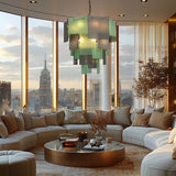 BRCH9198GN-80 Babel Dream Vertical Texture Glass Chandelier | Modern Simplicity | BRILLIANT-MAKER - BRILLIANT MAKER