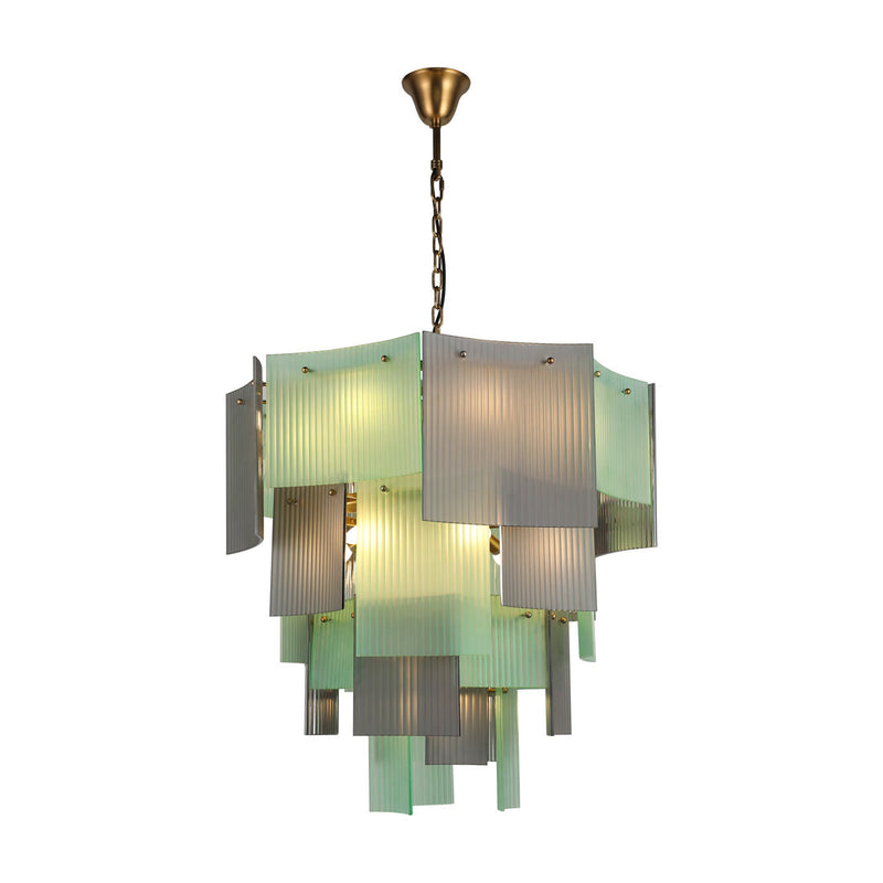 BRCH9198GN-80 Babel Dream Vertical Texture Glass Chandelier | Modern Simplicity | BRILLIANT-MAKER - BRILLIANT MAKER