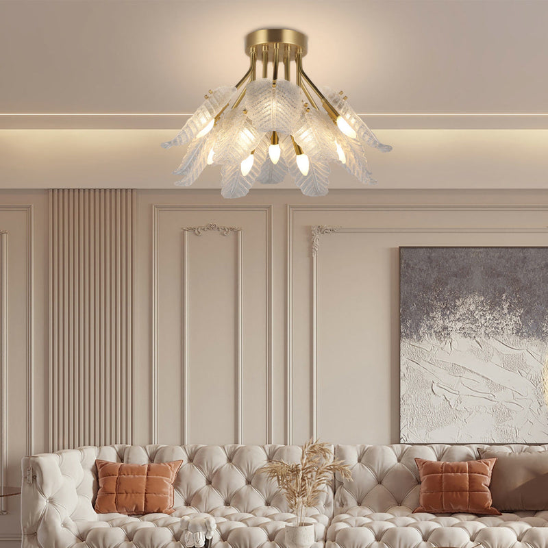 Windborne Leaves Textured Glass Ceiling Light - Modern Simplicity | BRILLIANT-MAKER - BRILLIANT MAKER