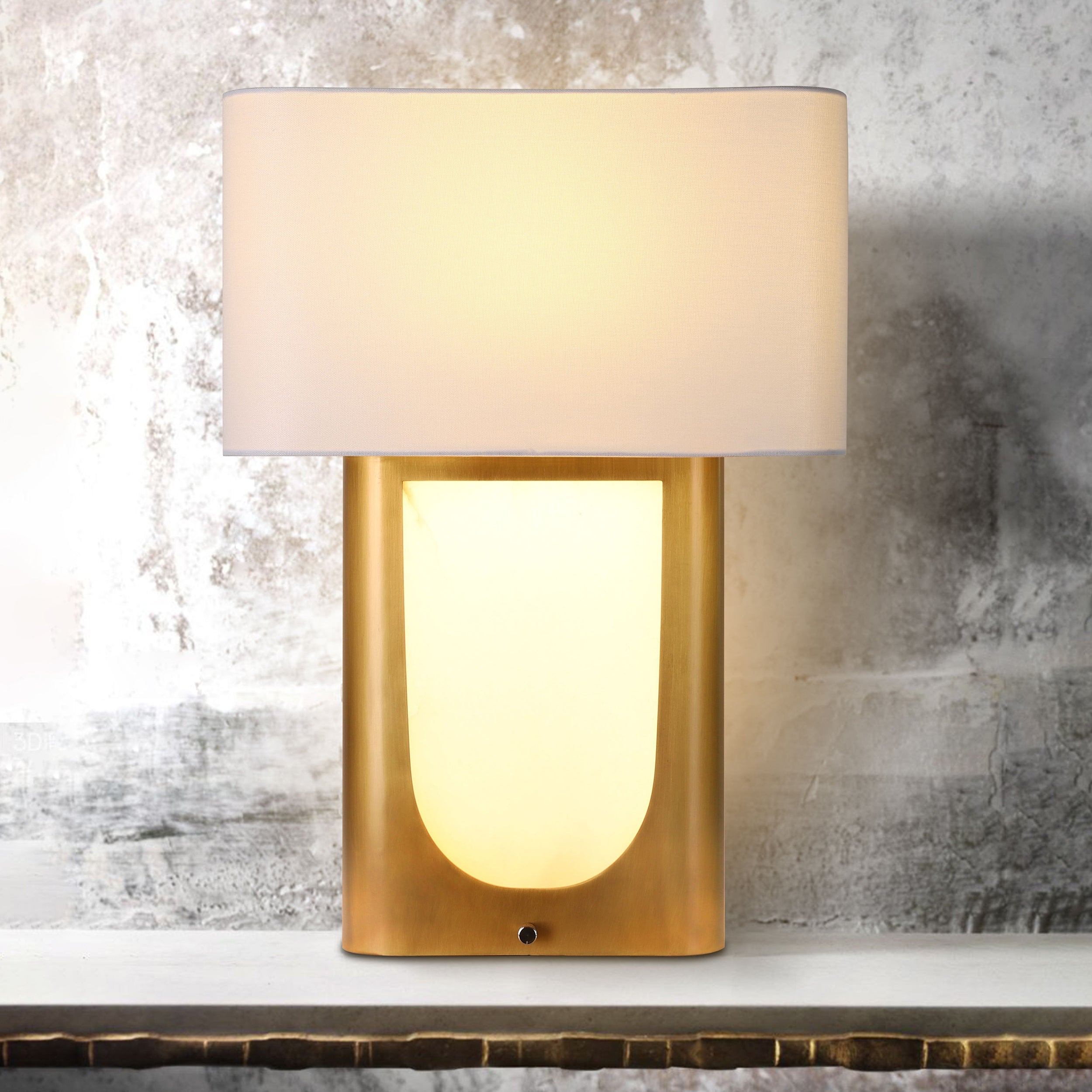 BRTL3357AB Twilight Fog Two-Switch U-Shape Alabaster Table Lamp - BRILLIANT MAKER